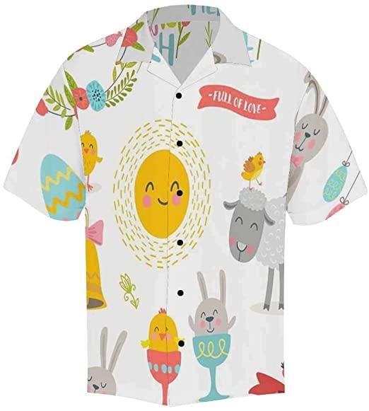 Felacia [Hawaii Shirt] Full Of Love Happy Easter White Hawaiian Aloha Shirts-ZX2290